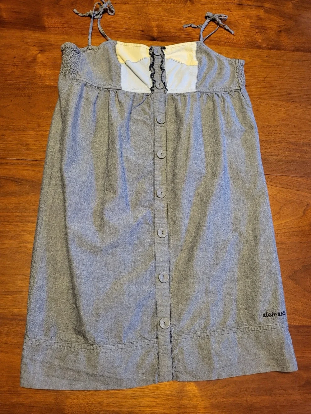 Element Eden Chambray Babydoll Button Front Dress Size S Y2K